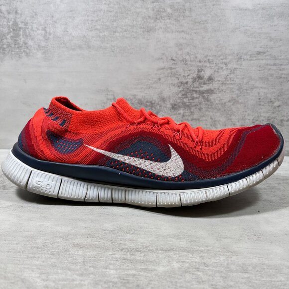 Nike Free 5.0 Flyknit Running Shoes - Men's Size 10.5 - Bright Crimson Red - Picture 4 of 9